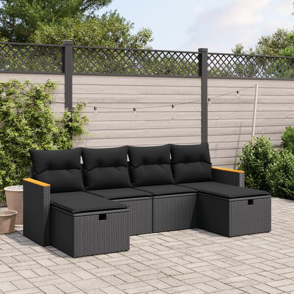 vidaXL Garden Sofa Set Black