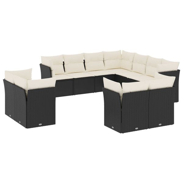 vidaXL Garden Sofa Set Black, Cream white