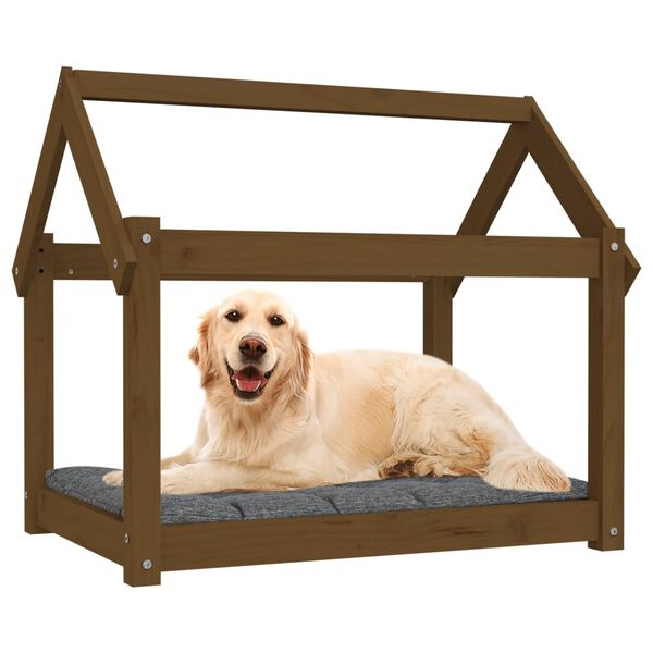 vidaXL Dog Bed Honey Brown Solid Pine Wood 31.9 x 23.6 x 27.6 in Durable
