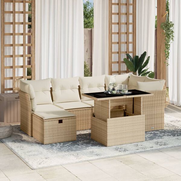 vidaXL Garden Sofa Set Beige