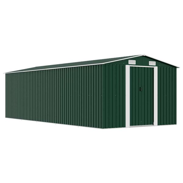 vidaXL Garden Shed Green Galvanized Steel Large Garden Shed