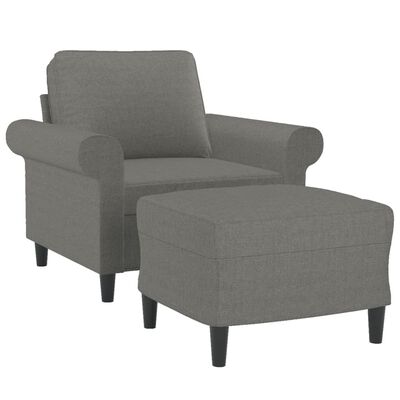 vidaXL Sofa Chair with Footstool Dark Gray 23.6" Fabric