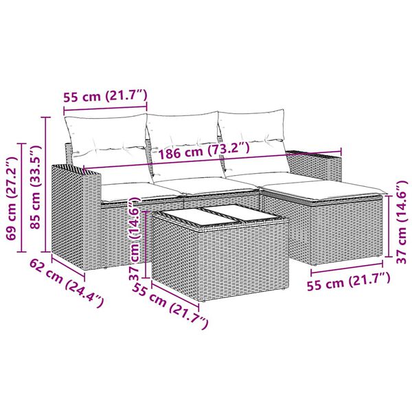 vidaXL Garden Sofa Set Black, Cream white
