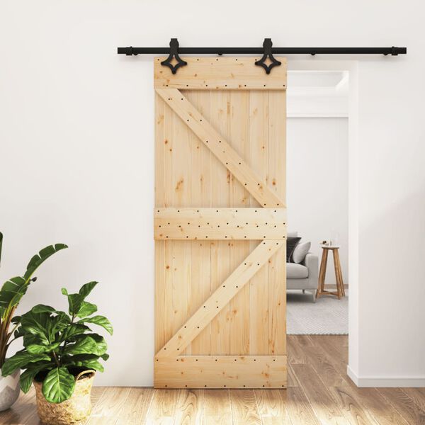 vidaXL Sliding Door with Hardware Set 33.5x82.7" Solid Wood Pine