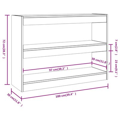 vidaXL Book Cabinet/Room Divider Brown Oak 39.4"x11.8"x28.3"