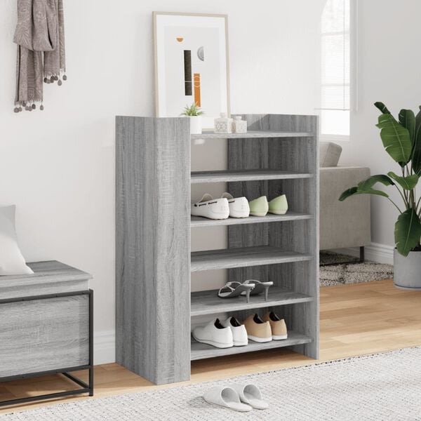 vidaXL Shoe Cabinet Grey Sonoma Engineered Wood 29.3x14.8x39.4 in