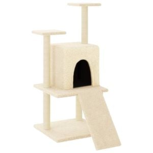 vidaXL Cat Tree Cream Engineered wood, plush, sisal Medium Durable