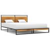 vidaXL Bed Frame Black Powder-coated metal, melamine coated MDF 63 x 79 in