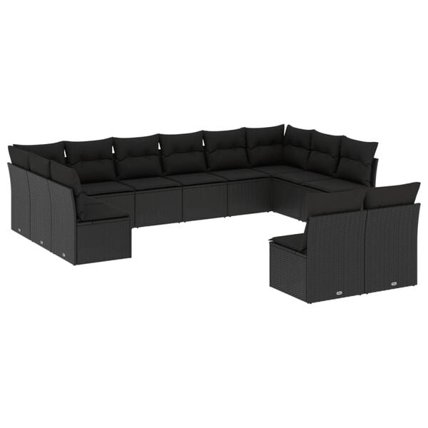 vidaXL Garden Sofa Set Black
