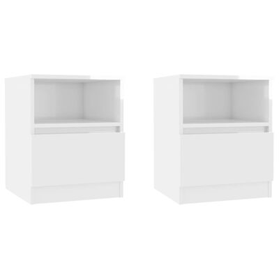 vidaXL Bed Cabinets 2 pcs High Gloss White 15.7"x15.7"x19.7" Engineered Wood