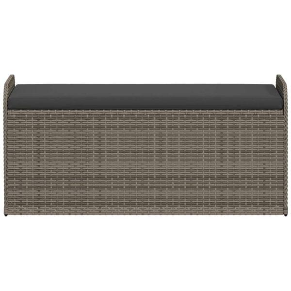 vidaXL Storage Bench Grey PE rattan, powder-coated steel, polyester