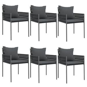 vidaXL Garden Chair Set of 6 Black, Dark Grey