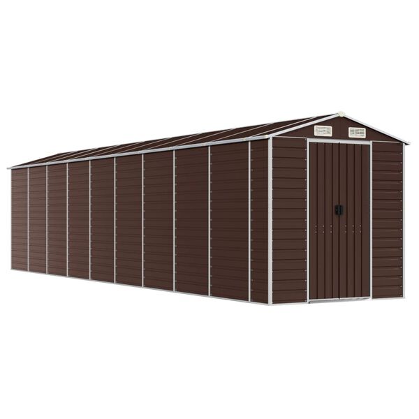 vidaXL Garden Shed Brown Galvanized Steel Large Garden Shed