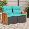 vidaXL Garden Sofa Black, Blue