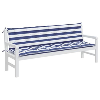 vidaXL Garden Bench Cushions 2pcs Blue&White Stripe 78.7"x19.7"x2.8" Fabric