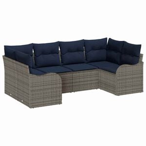 vidaXL Sofa Set with Cushion 6 pcs Grey Synthetic: Poly Rattan