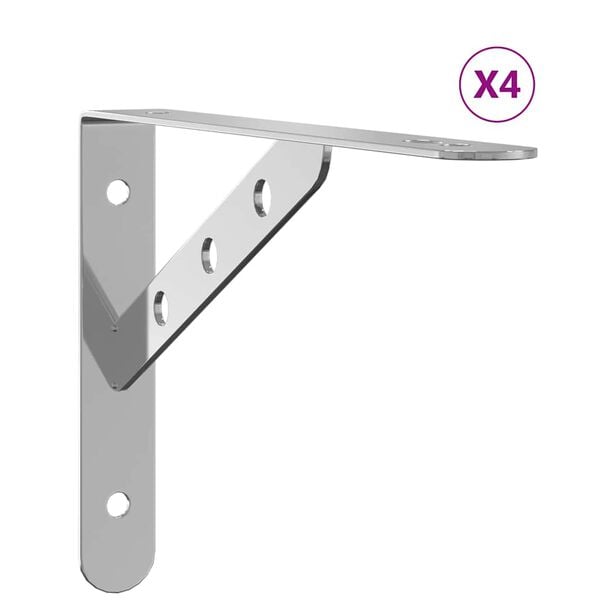 vidaXL Shelf Bracket Silver Stainless Steel Medium Decorative Inlays