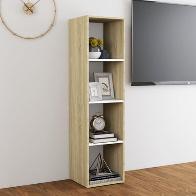 vidaXL TV Cabinet White and Sonoma Oak 56.1"x13.8"x14.4" Chipboard