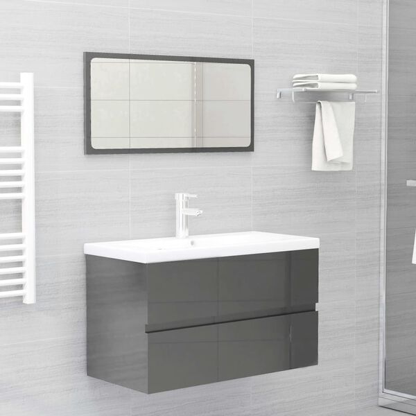 vidaXL Bathroom Furniture Set High gloss grey, white