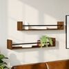 vidaXL Wall Shelf Set of 2 Brown oak Engineered wood, steel Standard