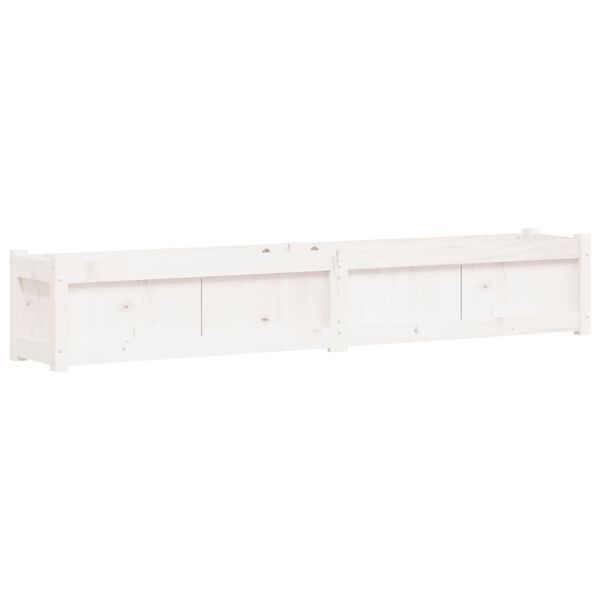 vidaXL Garden Planter White Solid Pine Wood 70.9 x 12.2 x 12.2 in