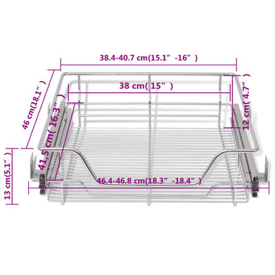 vidaXL Pull-Out Wire Baskets 2 pcs Silver 19.7"