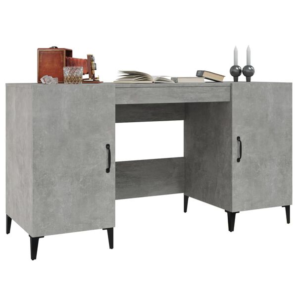 vidaXL Desk Concrete Gray Engineered Wood Large Desk Rectangular