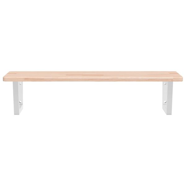vidaXL Basin Shelf White, Natural Wood Solid Oak Wood, Steel