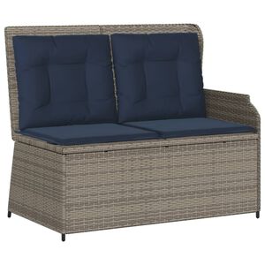 vidaXL Reclining Patio Bench Grey PE rattan Standard outdoor bench size