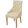 vidaXL Dining Chair Set of 6 Cream Polyester fabric and oak wood