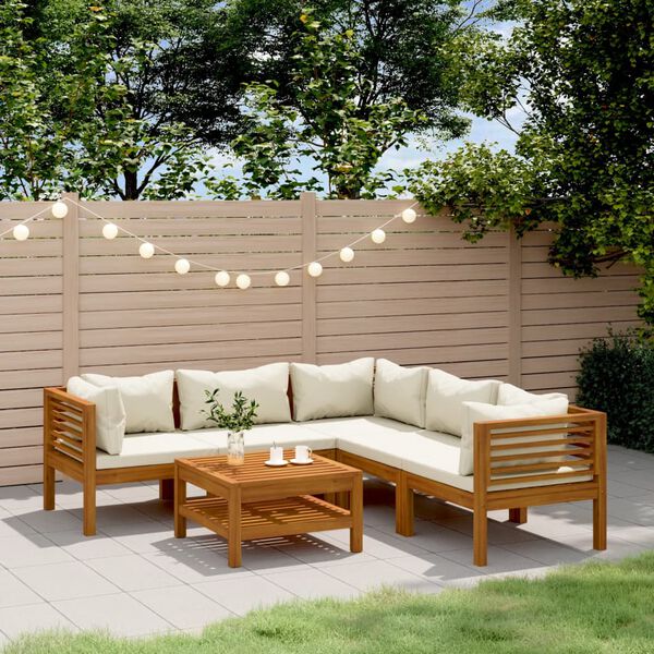 vidaXL Garden Lounge Set Cream Solid Acacia wood, Polyester Modular