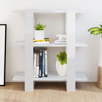 vidaXL Book Cabinet/Room Divider High Gloss White 31.5"x11.8"x34.3"