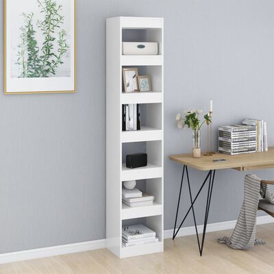 vidaXL Book Cabinet/Room Divider High Gloss White 15.7"x11.8"x78"
