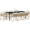 vidaXL Garden Dining Set 9 pcs Beige Poly Rattan