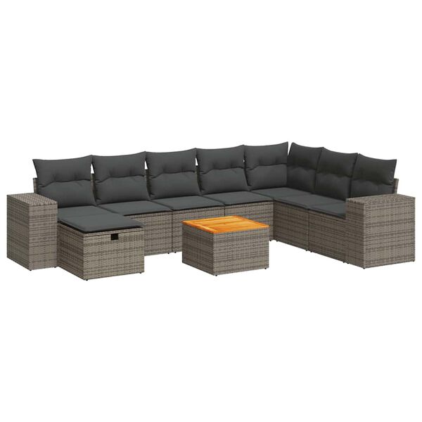 vidaXL Garden Sofa Set Grey, Dark Grey, Brown