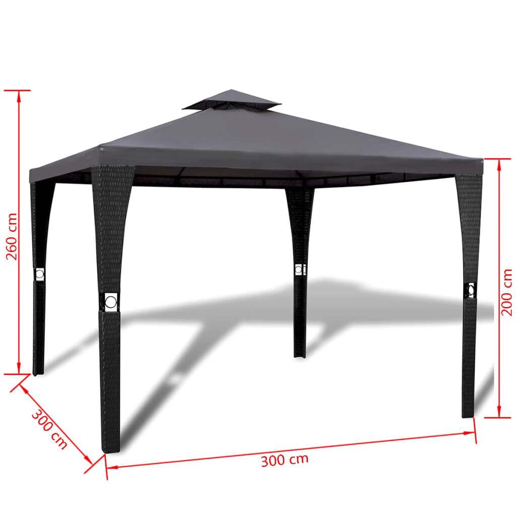 vidaXL Poly Rattan Gazebo with Dark 