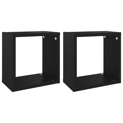 vidaXL Wall Cube Shelves 2 pcs Black 10.2"x5.9"x10.2"