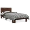 vidaXL Bed Frame Brown oak Engineered wood, metal, plywood Twin Durable