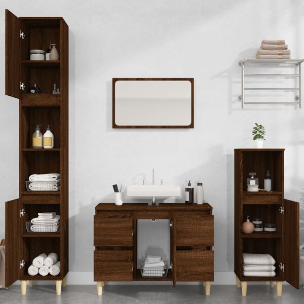 vidaXL Sink Cabinet Brown Oak Engineered Wood 31.5x13.0x23.6 in