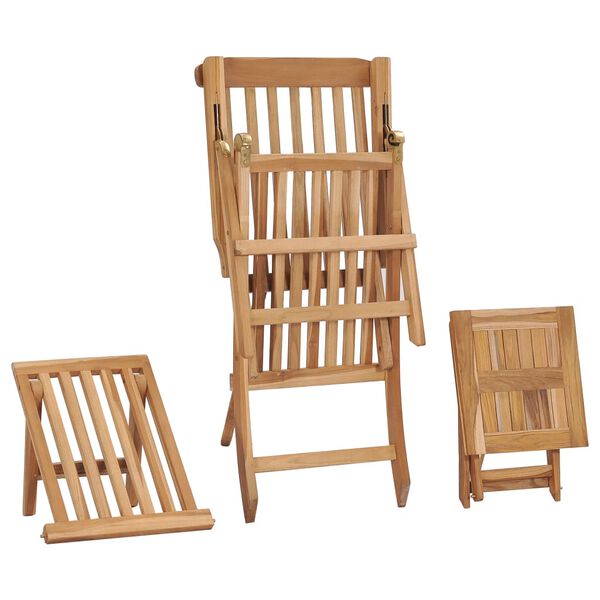 vidaXL Deck Chair Teak Teak Wood Standard Foldable Deck Chair