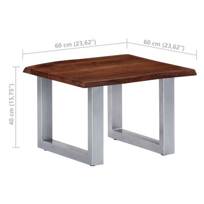 vidaXL Coffee Table with Live Edges 23.6"x23.6"x15.7"