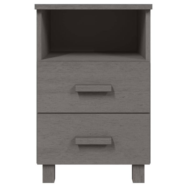vidaXL Bedside Cabinet Set of 2 Light grey Solid pine wood, MDF Standard