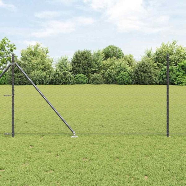 vidaXL Fence Post Grey 328.08 x 3.28 ft (1.42 in mesh) Steel and PVC