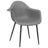 vidaXL Dining Chair Set of 6 Grey Polypropylene, Powder-Coated Metal