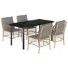 vidaXL 5 Piece Patio Dining Set with Cushions Mix Beige Poly Rattan