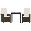 vidaXL Patio Dining Set Set of 4 Brown PE rattan Adjustable Feet