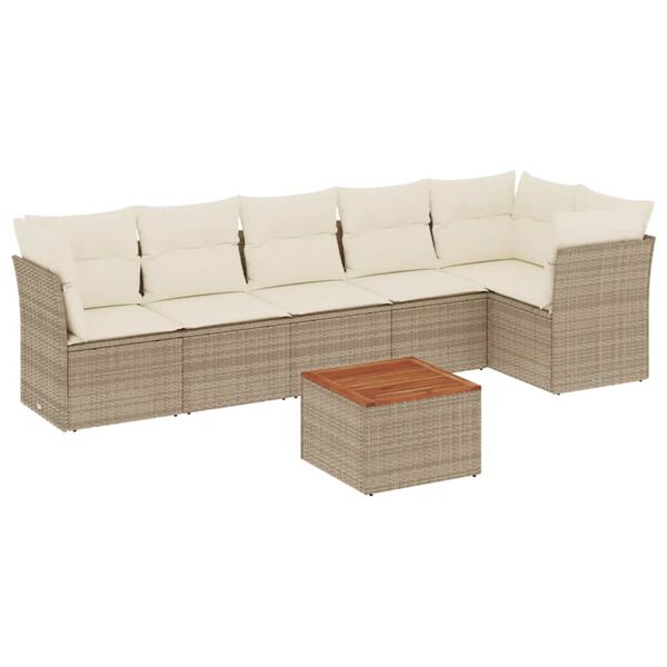 vidaXL Garden Sofa Set Beige PE rattan 7 Piece Set
