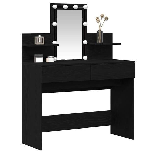 vidaXL Dressing Table with Drawer Black Oak 39.37 x 15.75 x 51.18 in