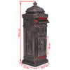 vidaXL Pillar Letterbox Bronze Cast Aluminum Medium Decorative Inlays