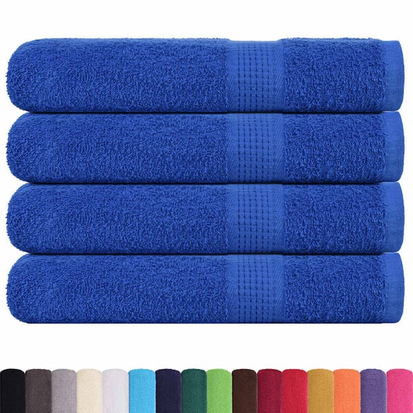 vidaXL Sauna Towel Set of 4 Blue 100% Cotton 31.5 x 78.7 in Blue Towel